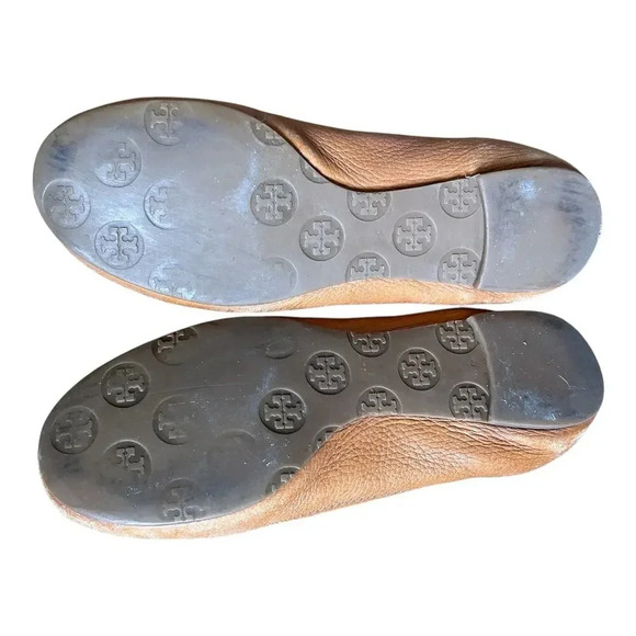 Tory Burch Brown Minnie Travel Ballet Flats Women’s Slippers Soft Napa Leather - Picture 9 of 13